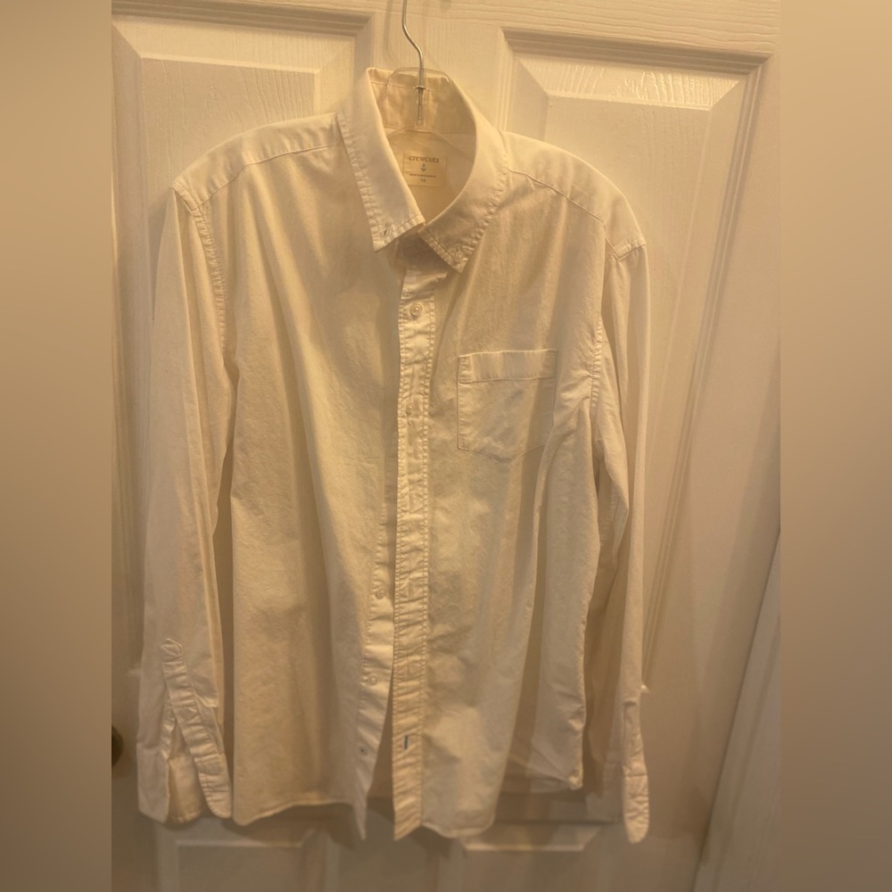 J.Crew Crewcuts Boys White Button-Down Shirt Size 14 | Long Sleeve
